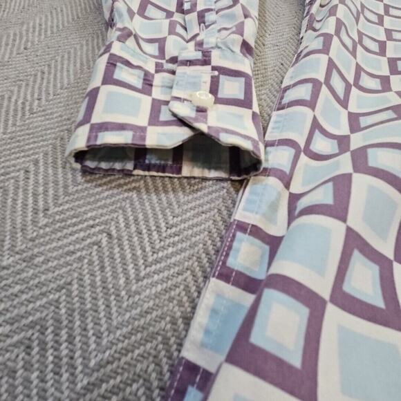 Roar Poplin Douce Button-Down Shirt Men's Size Small Long Sleeve Retro Geometric - Picture 11 of 16